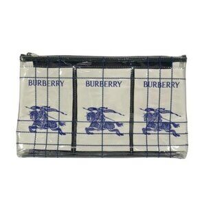 BURBERRY EKD Travel Pouch Logo Clutch bag bag pouch Cluch Bag Vinyl clear/blue